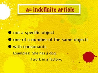 Indefinit Definite and Indefinite Articles | KEY