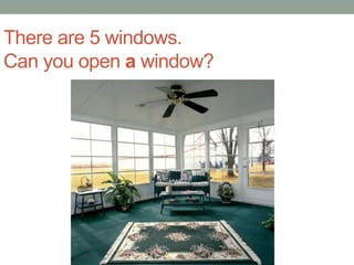 There are 5 windows.
Can you open a window?
 