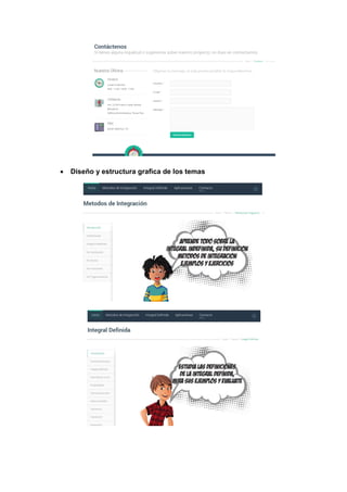  Diseño y estructura grafica de los temas
 