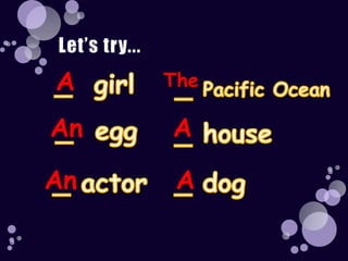 Articles definite and indefinite | PPTX | Science