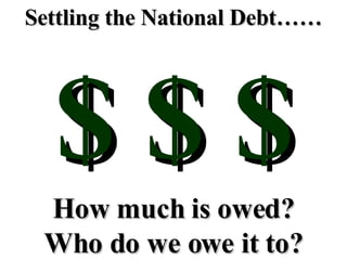 Settling the National Debt…… $ $ $ How much is owed? Who do we owe it to? 