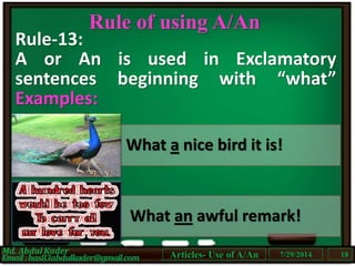 Articles (Part -03 of 07) - Use of a or an | PPTX