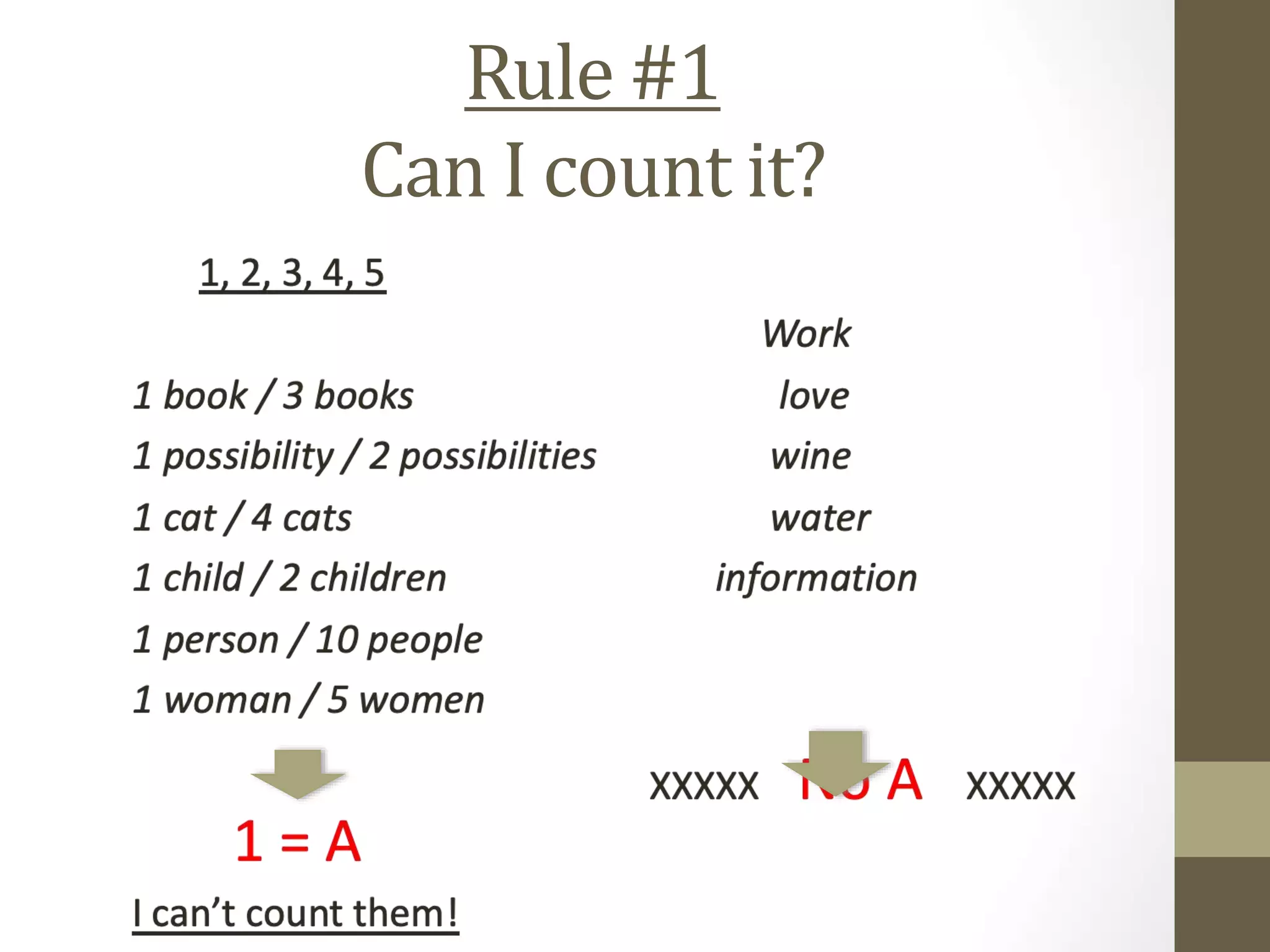 Rule #1
Can I count it?
 