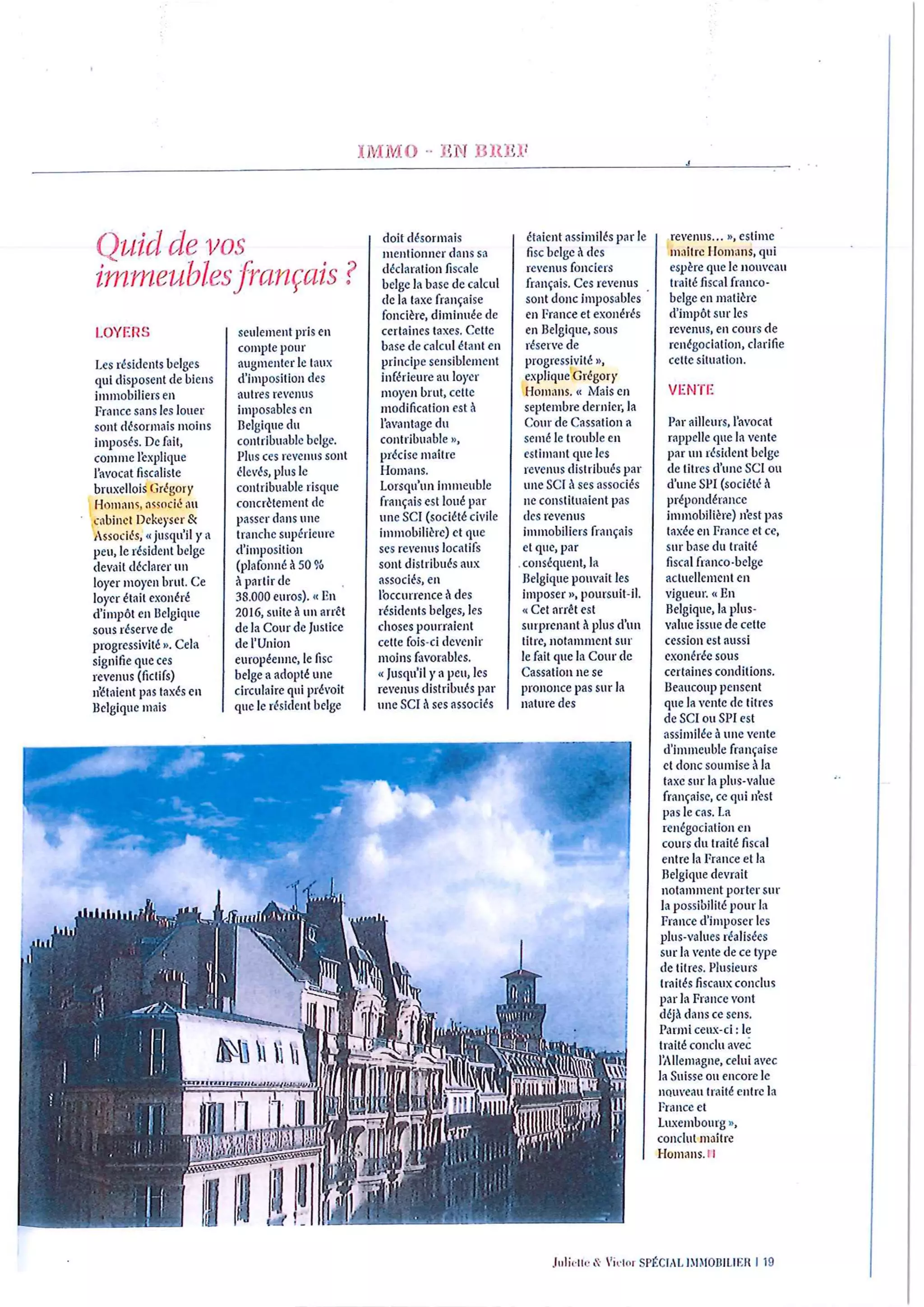 Articles relatifs à la conférence de Me Homans sur les nouveautés fiscales et patrimoniales pour le contribuable wallon (22/05/18 Charleroi)