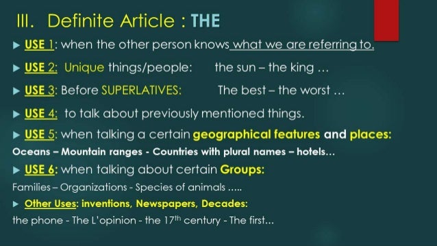 Definite and Indefinite and Zero Articles