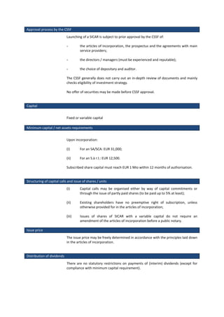 Investment Vehicles - SICARs