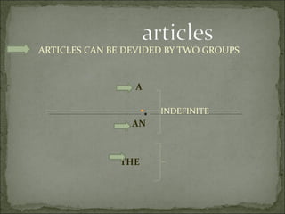 ARTICLES CAN BE DEVIDED BY TWO GROUPS A INDEFINITE AN THE  