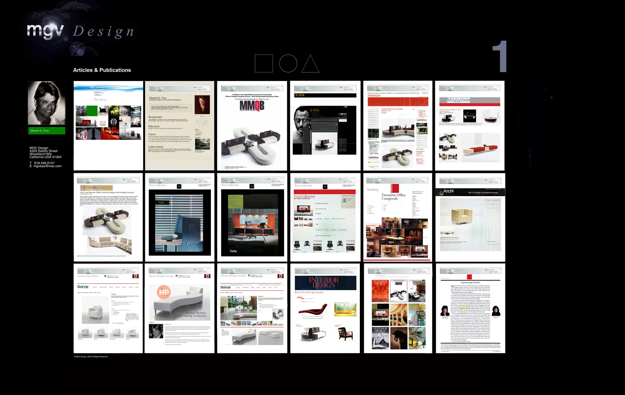 MGV Articles & Publications.pdf Various publications featuring furniture lines.