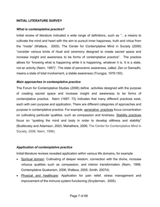 The Application of Contemplative Practice in Personal, Interpersonal ...