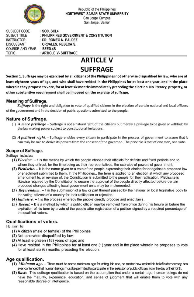 Article v suffrage my handout PDF