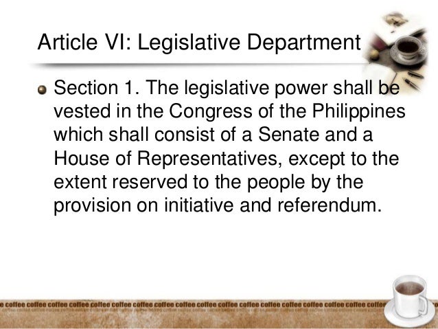 Article Vi Legislative Department