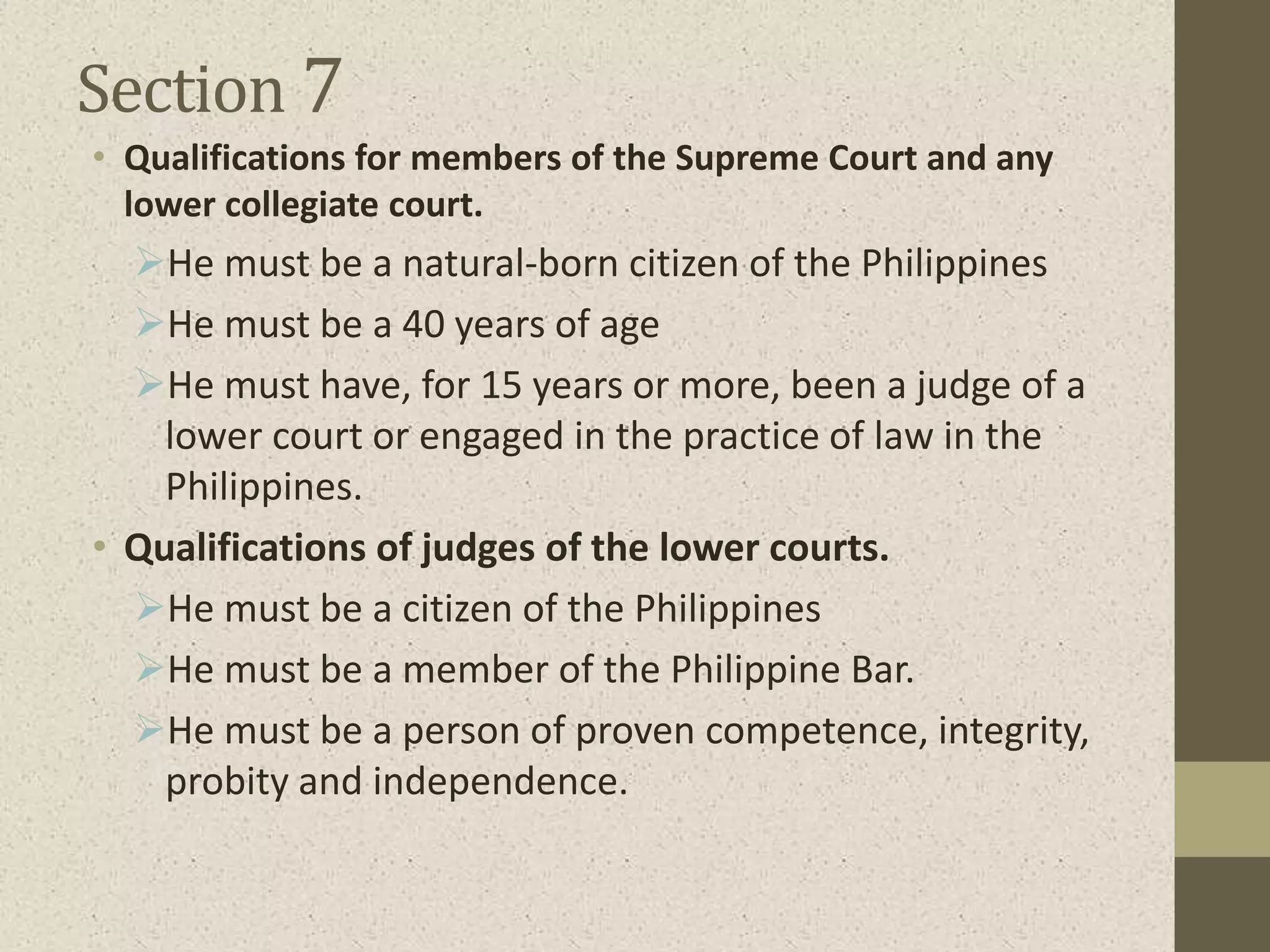 Article viii judicial department Sections 1 to 8 | PPTX