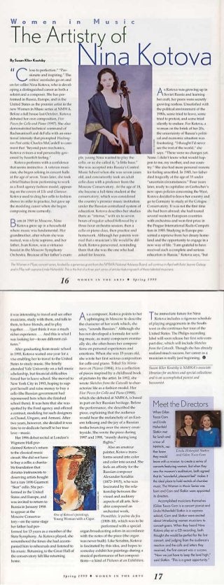 Nina Kotova: Women in The Arts Magazine 1999