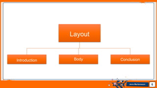 Jens Martensson 6
Layout
Introduction Body Conclusion
 