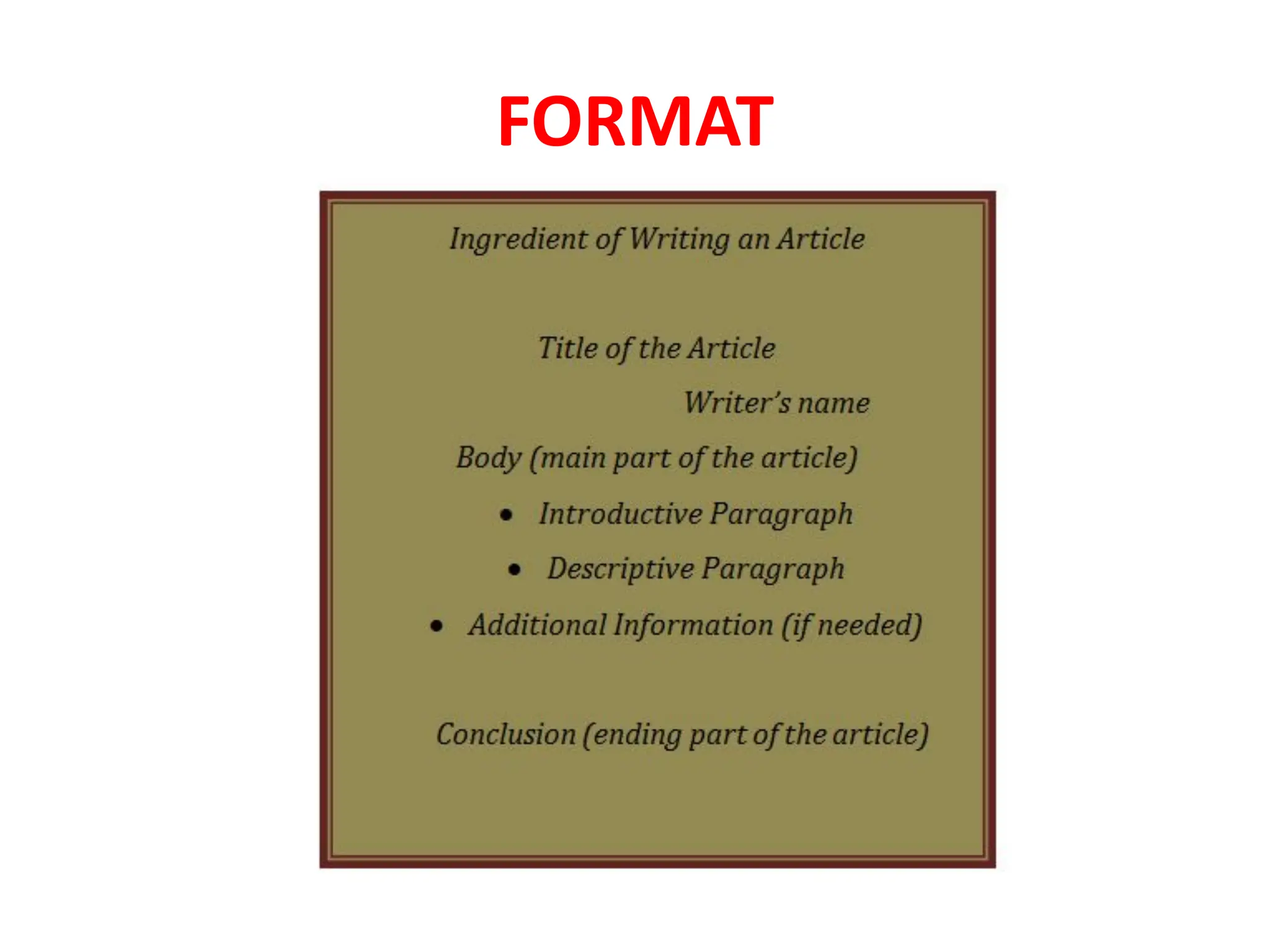 FORMAT
