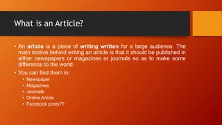 Article writing made easy | PPT