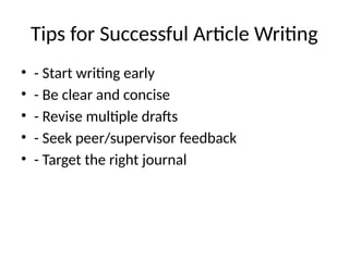 Step-by-step guide to academic article writing by covering structure ...
