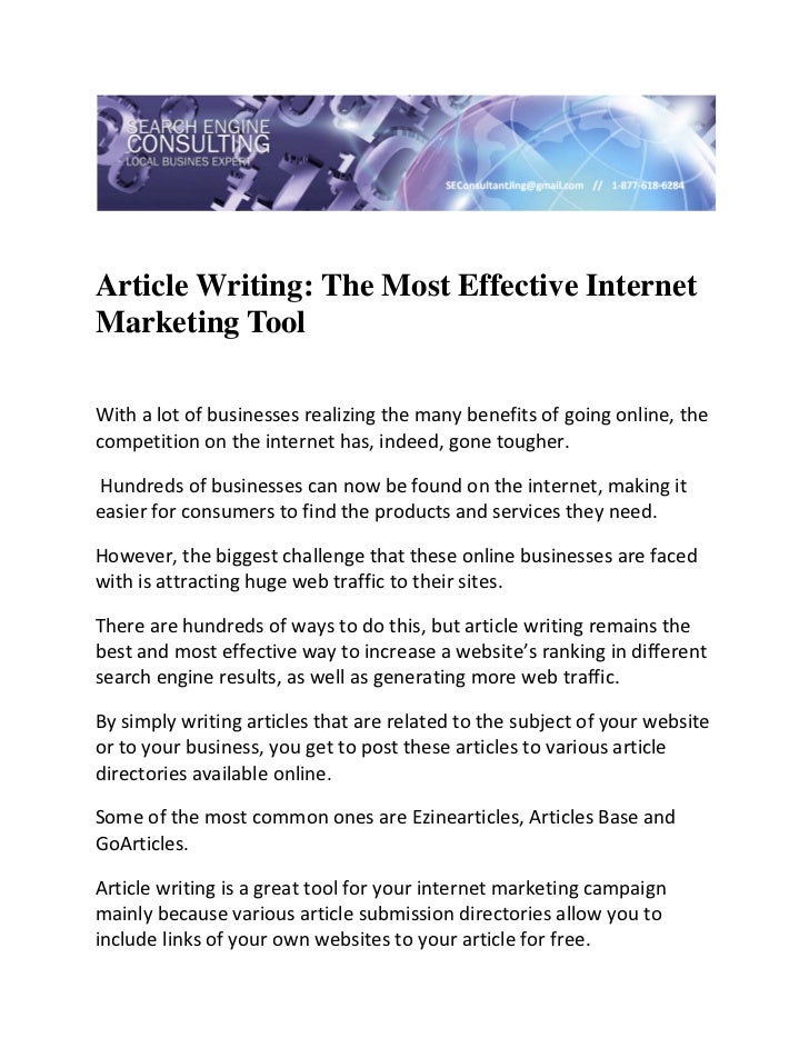 Article Writing: The Most Effective Internet Marketing Tool