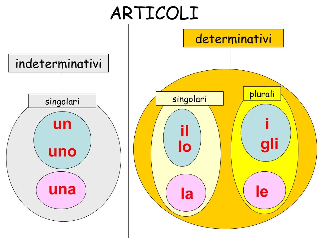 Gli Articoli Determinativi Ed Indeterminativi