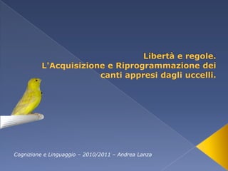 Cognizione e Linguaggio – 2010/2011 – Andrea Lanza
 