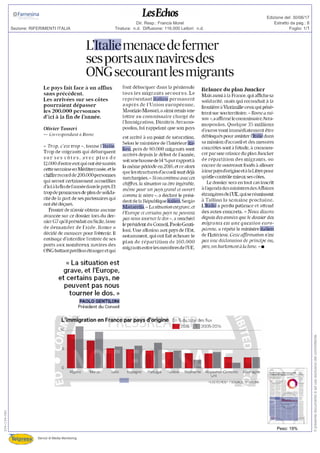 Tiratura: n.d. Diffusione: 116.000 Lettori: n.d.
Dir. Resp.: Francis Morel
Servizi di Media Monitoring
Sezione: RIFERIMENTI ITALIA Foglio: 1/1
Estratto da pag.: 8
Edizione del: 30/06/17
Peso: 19%
204-139-080
Ilpresentedocumentoèadusoesclusivodelcommittente.
 