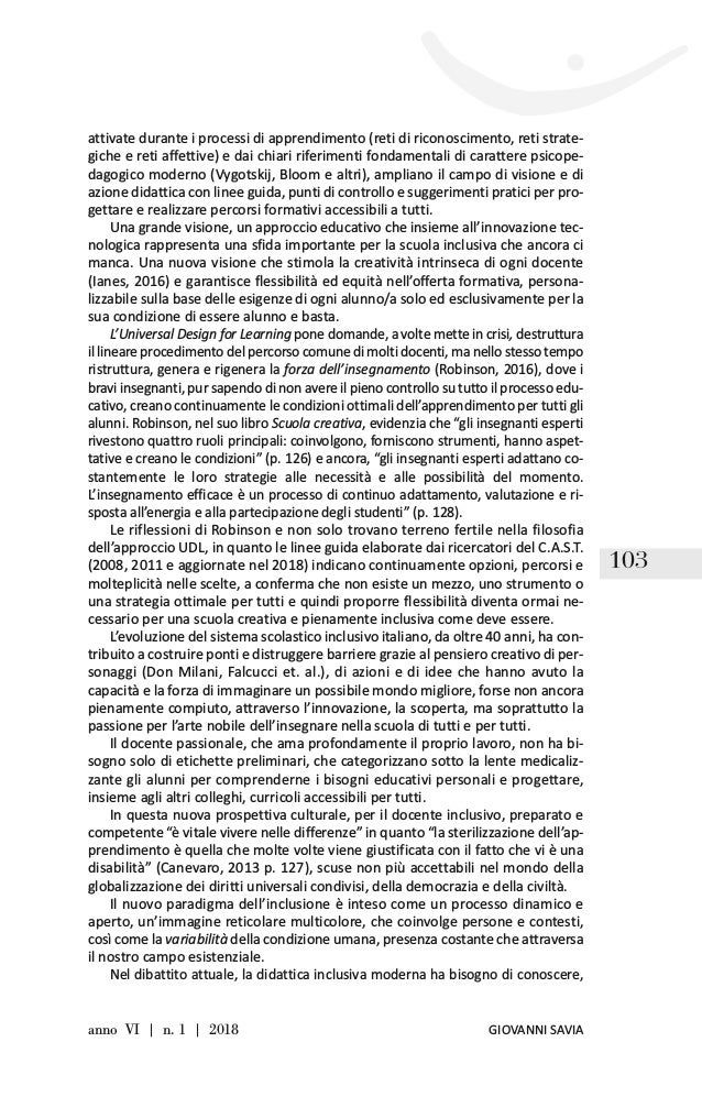 Universal Design For Learning Nel Contesto Italiano Esiti Di Una Ric