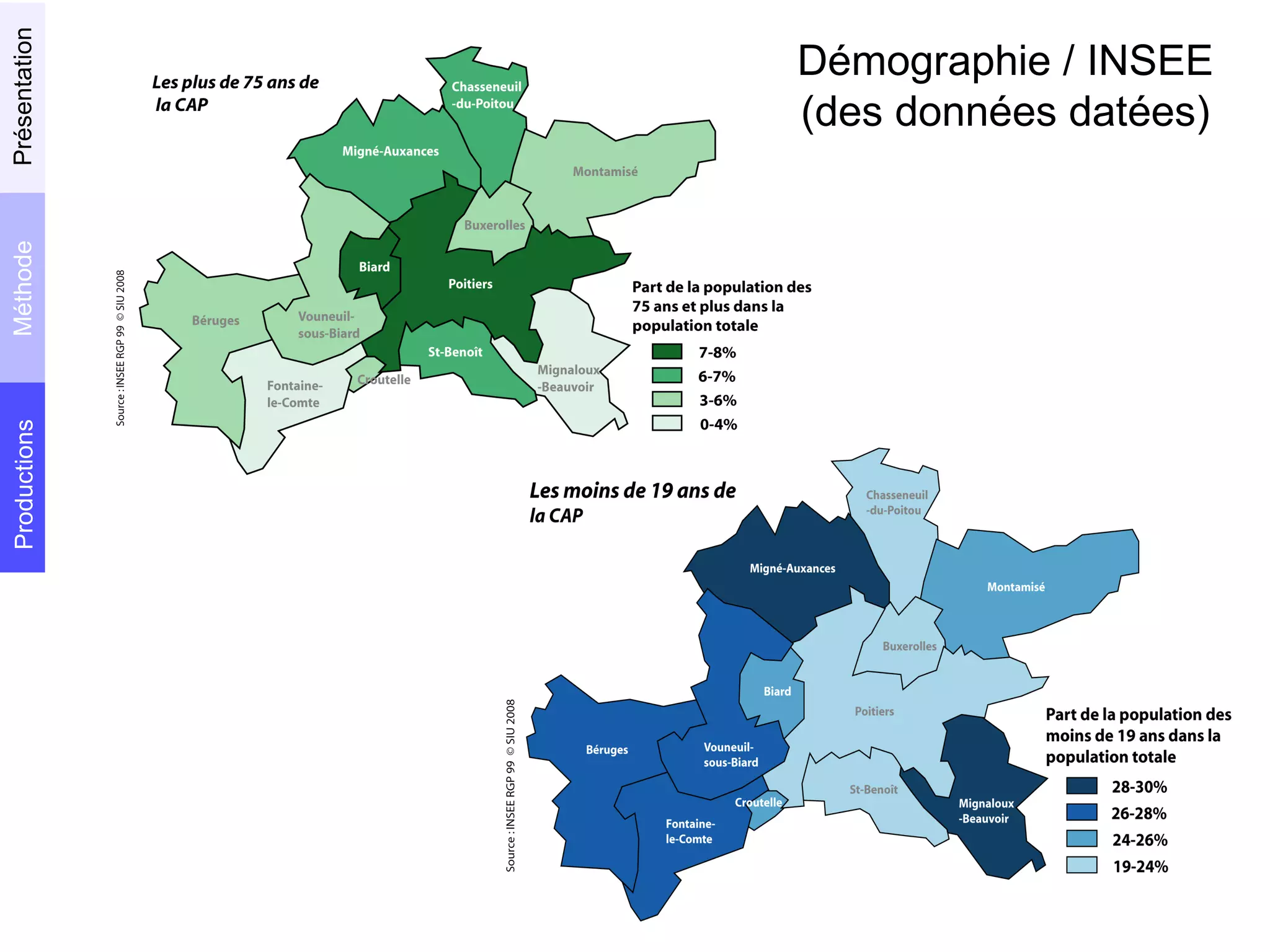 Démographie / INSEE (des données datées)‏ Productions Méthode Présentation 