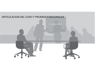 All sections to appear here
ARTICULACION DEL CODO Y PRUEBAS FUNCIONALES
 