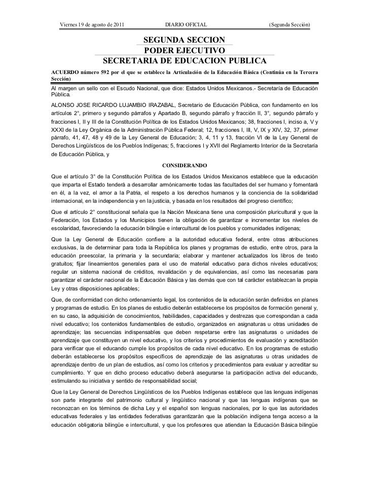 Articulacion educacion basica acuerdo 592