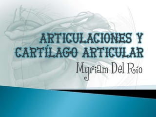 ARTICULACIONES Y CARTÍLAGO ARTICULAR Myriam Del Río 