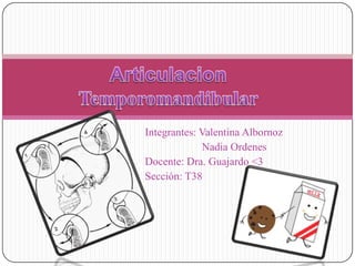 Integrantes: Valentina Albornoz
Nadia Ordenes
Docente: Dra. Guajardo <3
Sección: T38

 