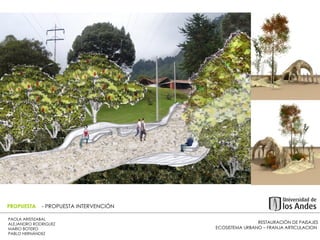 RESTAURACIÓN DE PAISAJES ECOSISTEMA URBANO – FRANJA ARTICULACION  PAOLA ARISTIZABAL  ALEJANDRO RODRIGUEZ  MARIO BOTERO  PABLO HERNÁNDEZ  PROPUESTA  - PROPUESTA INTERVENCIÓN 