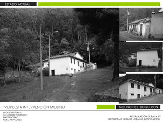 RESTAURACIÓN DE PAISAJES ECOSISTEMA URBANO – FRANJA ARTICULACION  PAOLA ARISTIZABAL  ALEJANDRO RODRIGUEZ  MARIO BOTERO  PABLO HERNÁNDEZ  PROPUESTA INTERVENCIÓN MOLINO  MOLINO DEL  BOQUERON  ESTADO ACTUAL  