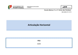 Ano Letivo 2013 /2014
Articulação Horizontal
PCA
7.º F
 