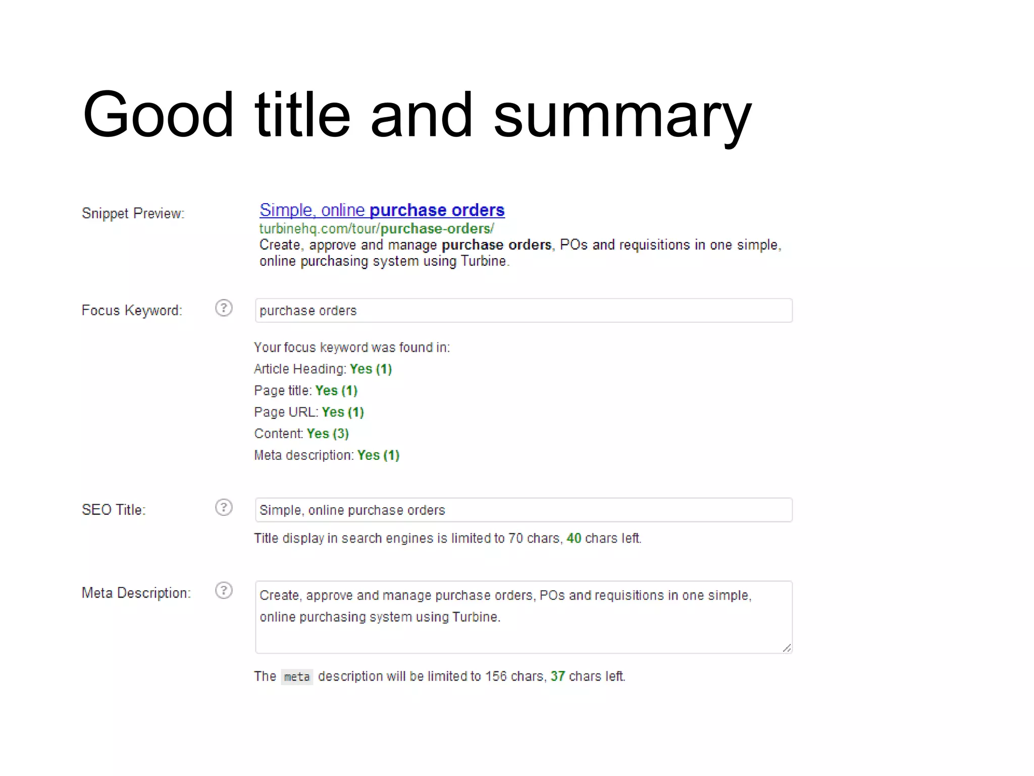 Good title and summary
 