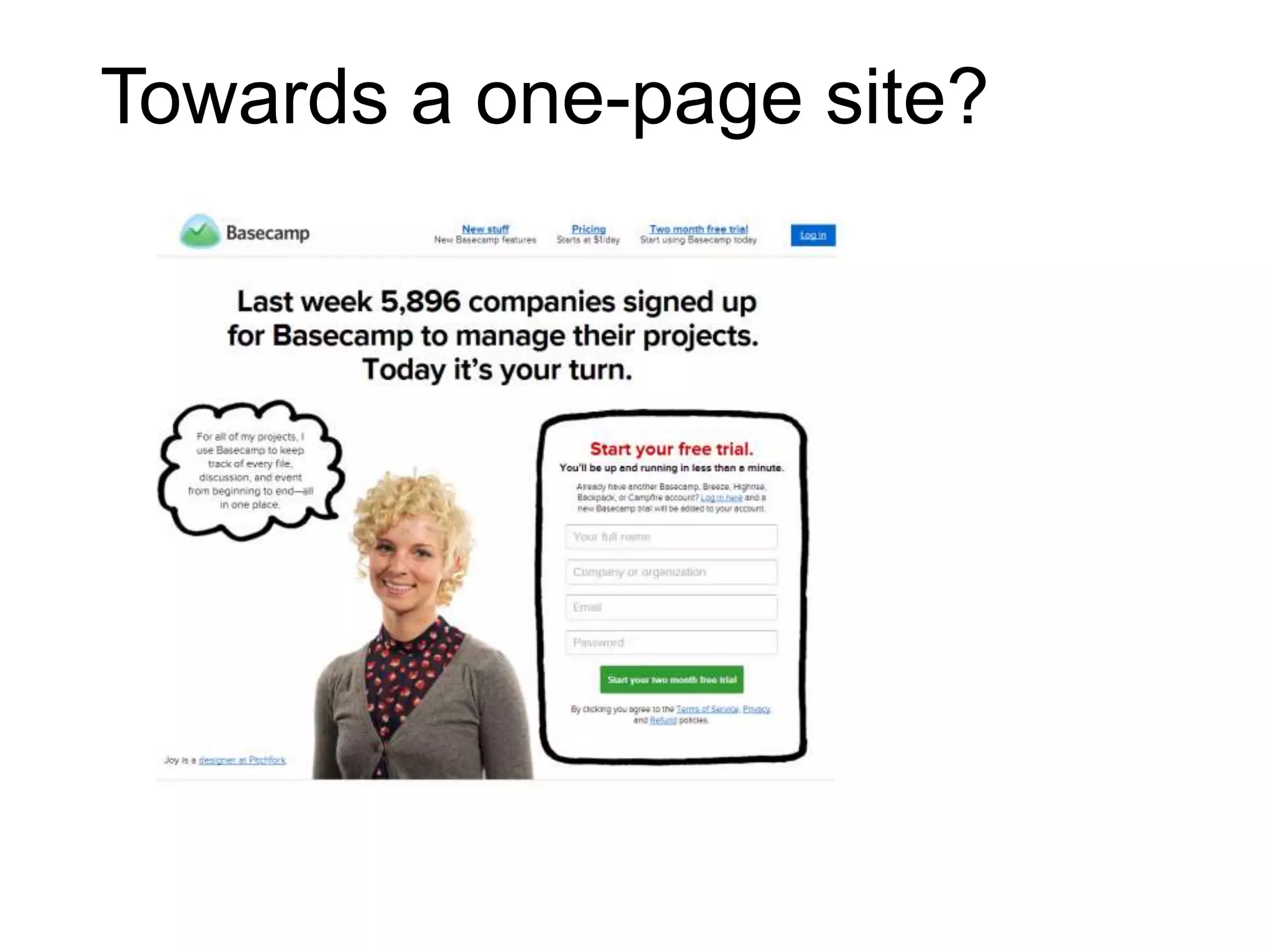 Towards a one-page site?
 