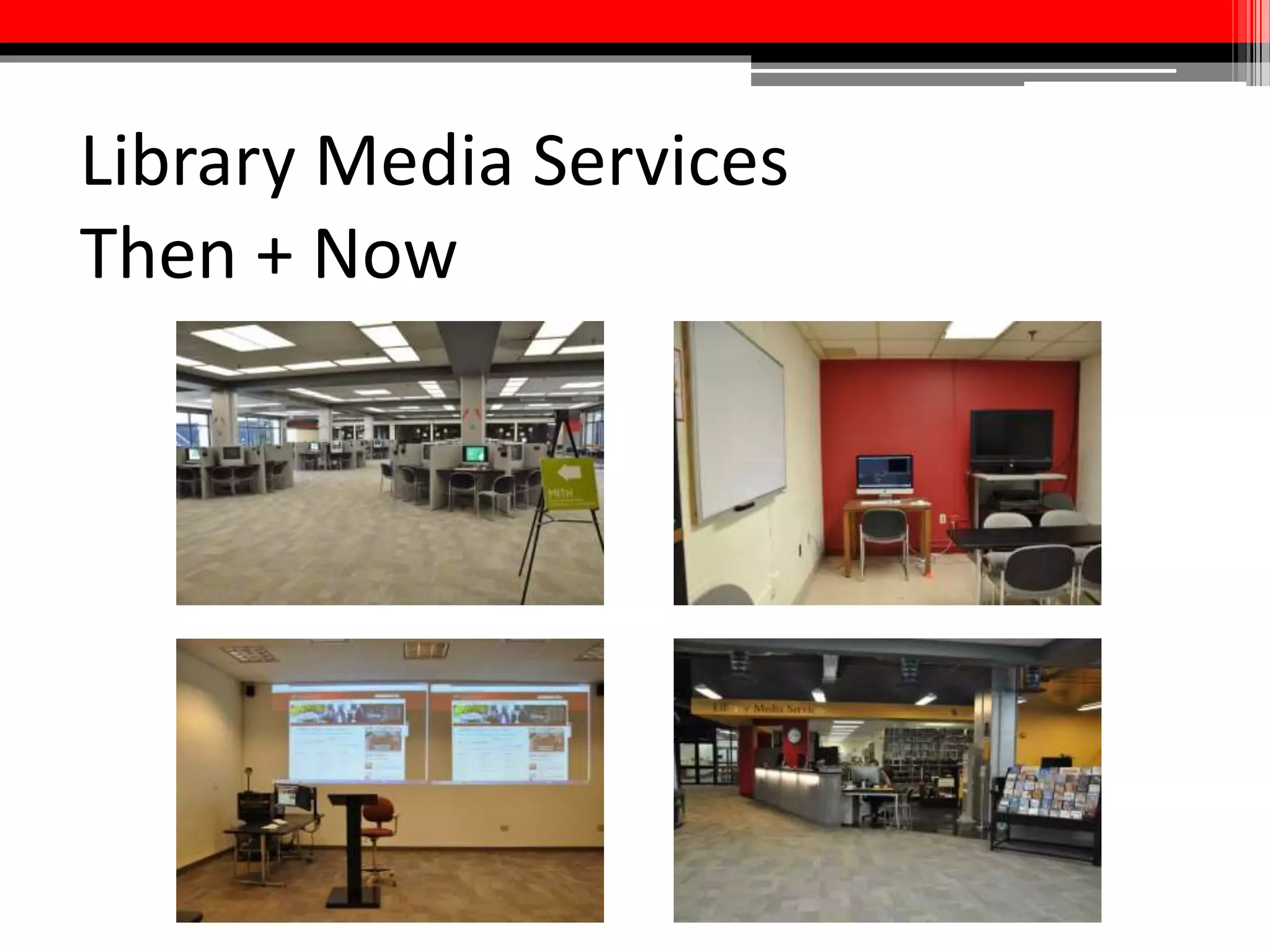 Media Commons Task
Force
Charge:
Develop the framework to create a “Media
Commons” environment that incorporates
Library Media Services into other services
offered by the Libraries.
 