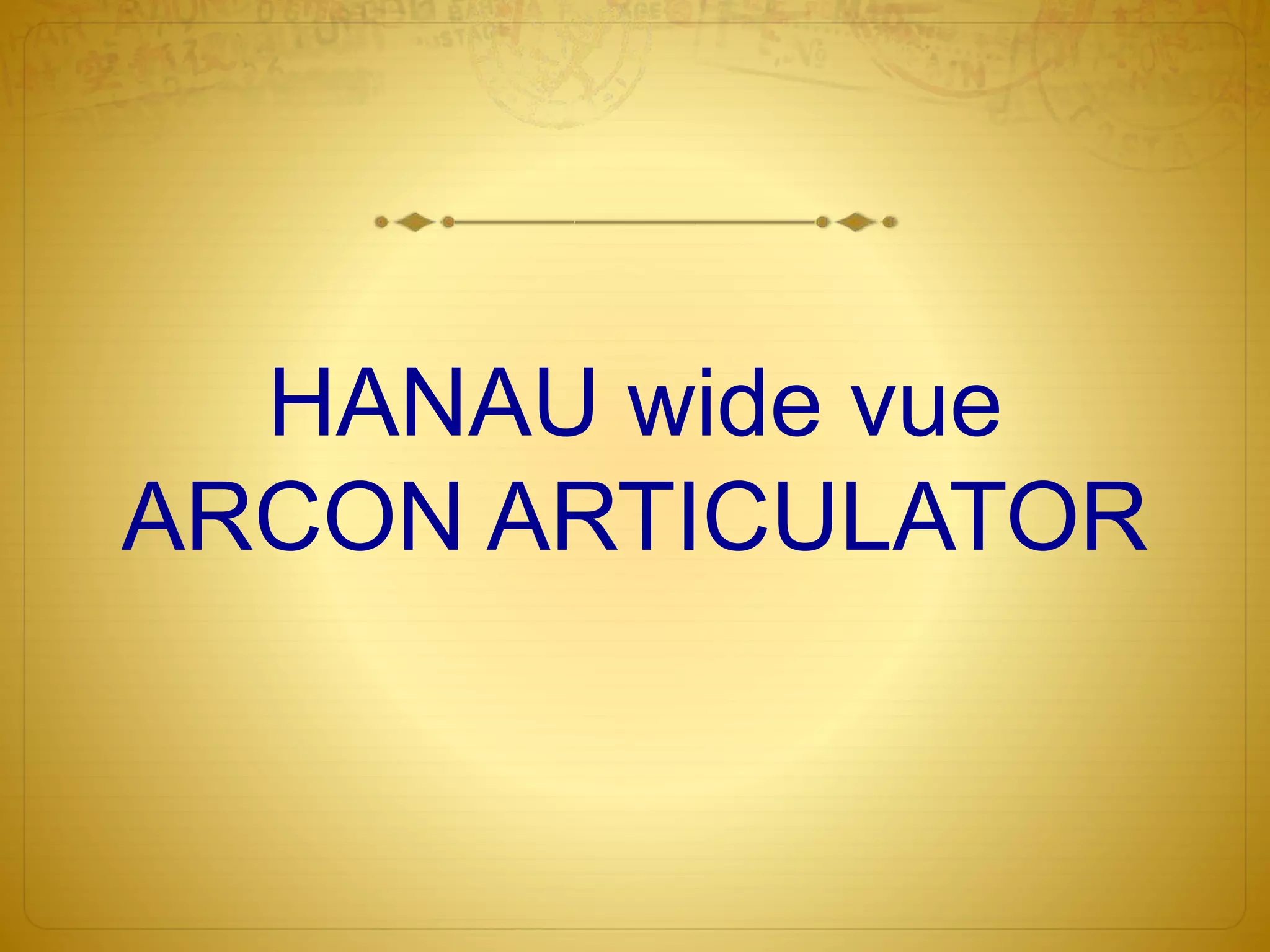 HANAU wide vue
ARCON ARTICULATOR
 