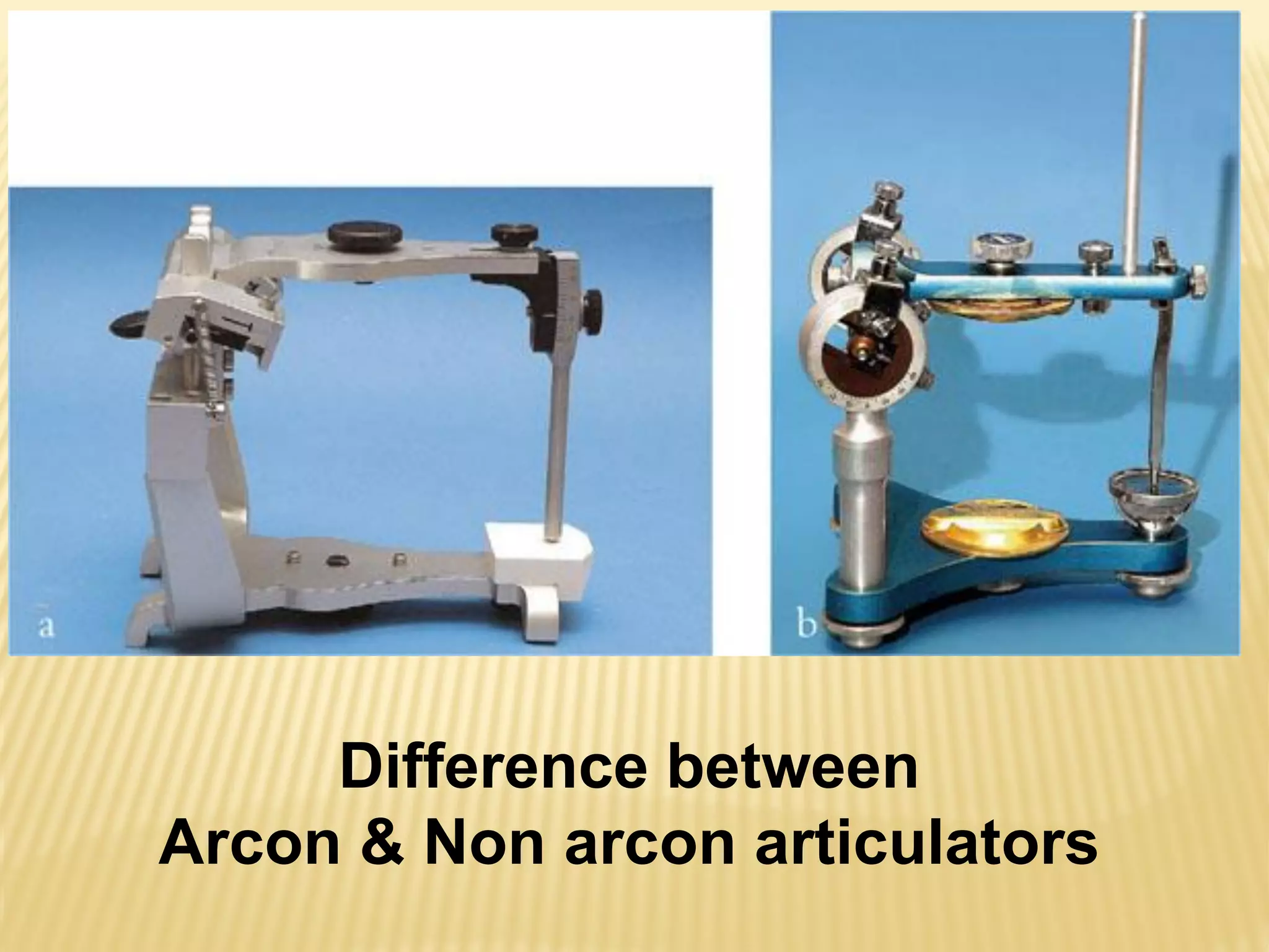 Difference between
Arcon & Non arcon articulators
 