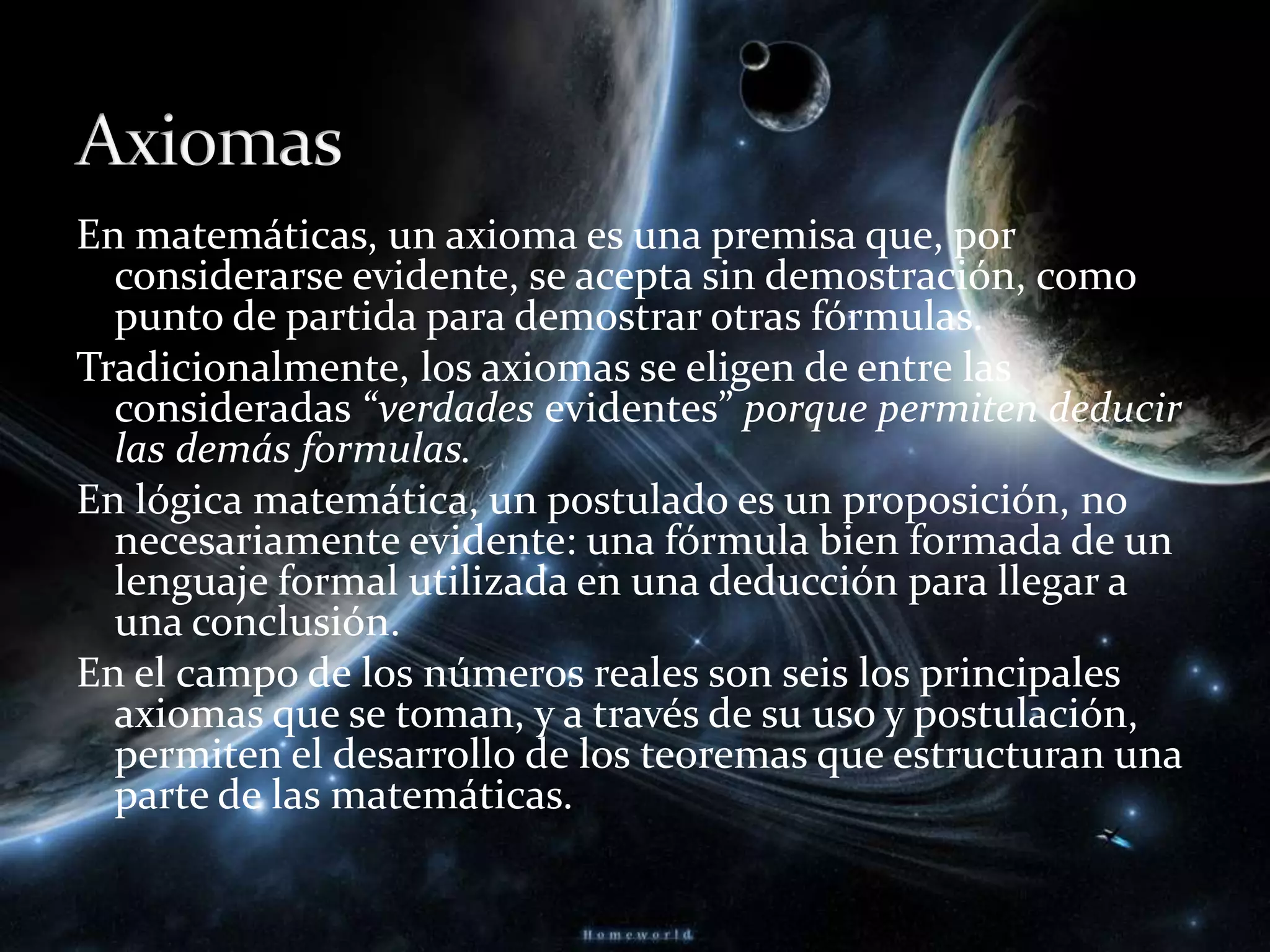 Axiomas y teoremas de los números reales | PPTX