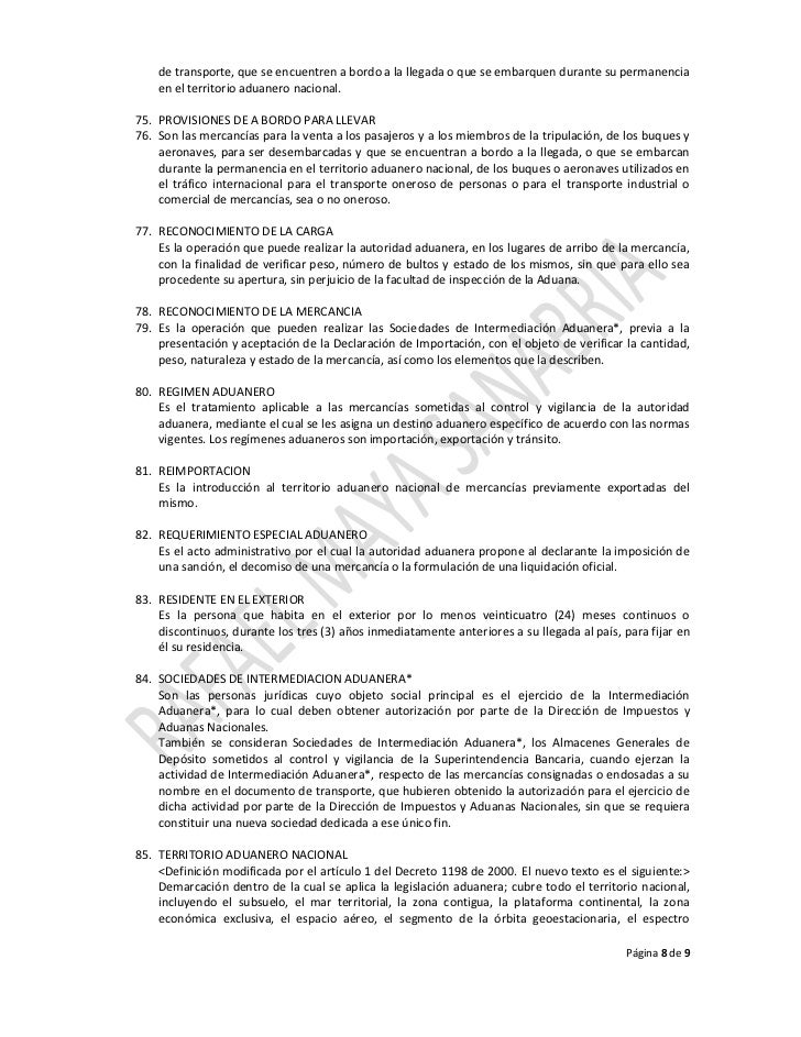 legislacion aduanera decreto 2685