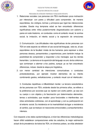 FACULTAD TECNICA DE ORURO
FACULTAD CIENCIAS DE LA SALUD
PROGRAMA DE ATENCION TEMPRANA Y EDUCACION INFANTIL
2
1. Relaciones...