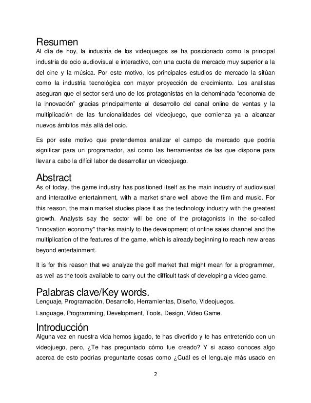 Articulo de investigación. Creacion de videojuegos