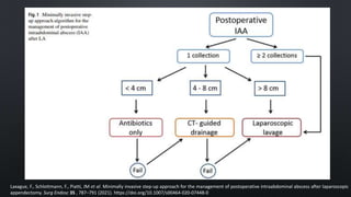 Laxague, F., Schlottmann, F., Piatti, JM et al. Minimally invasive step-up approach for the management of postoperative intraabdominal abscess after laparoscopic
appendectomy. Surg Endosc 35 , 787–791 (2021). https://doi.org/10.1007/s00464-020-07448-0
 