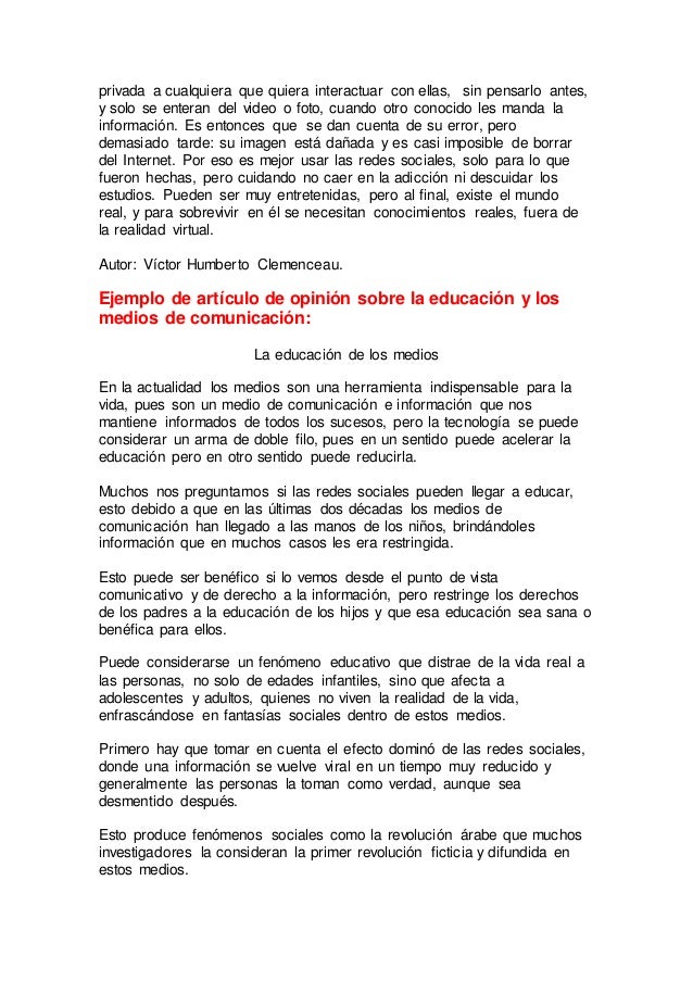 Ejemplos De Articulos De Opinion Sobre La Educacion Opciones De Ejemplo Vrogue