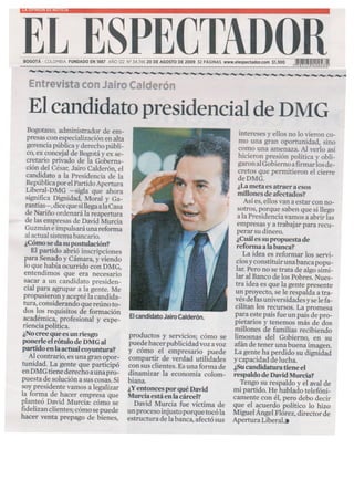 Articulo El Espectador 20 agosto de 2009