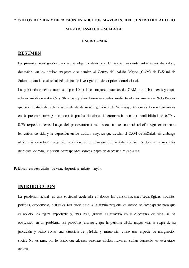 TESIS Estilos de Vida y Depresión en Adultos Mayores del TESIS Estilos de Vida y Depresión en Adultos Mayores del