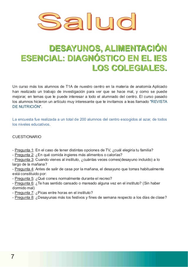 Articulo salud revista escolar Articulo salud revista escolar