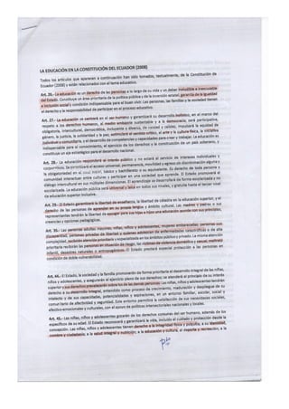 La educación en la constitución del Ecuador (2008)