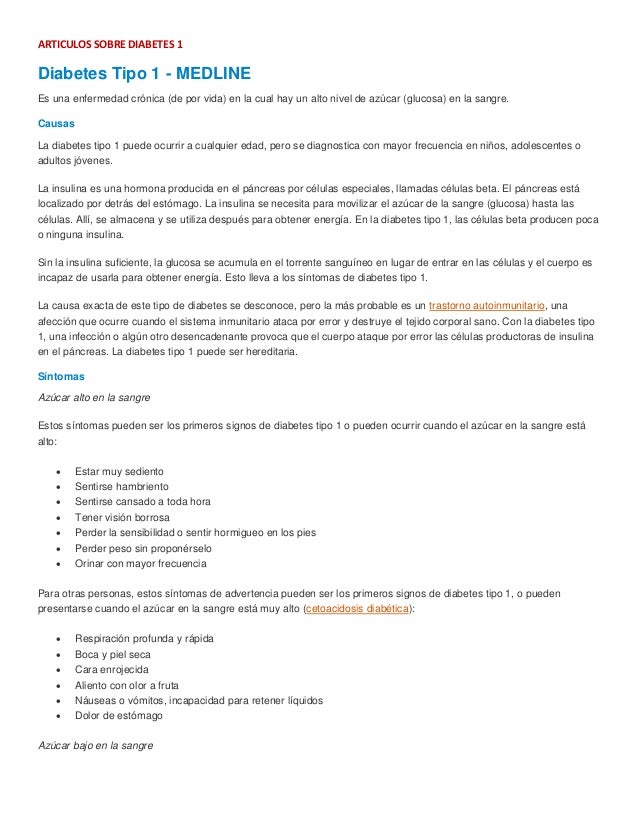 Articulos sobre Diabetes Tipo Uno Articulos sobre Diabetes Tipo Uno